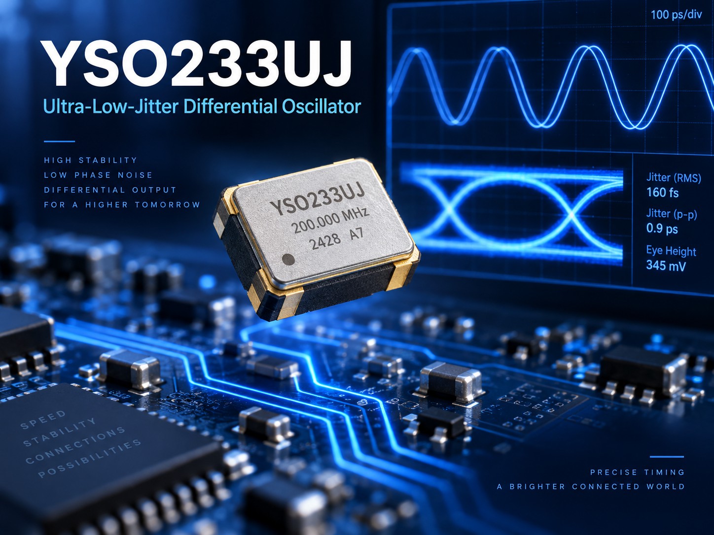 YXC YSO233UJ Ultra-Low-Jitter XO: 30fs @ 312.5MHz in 2.0×1.6mm
